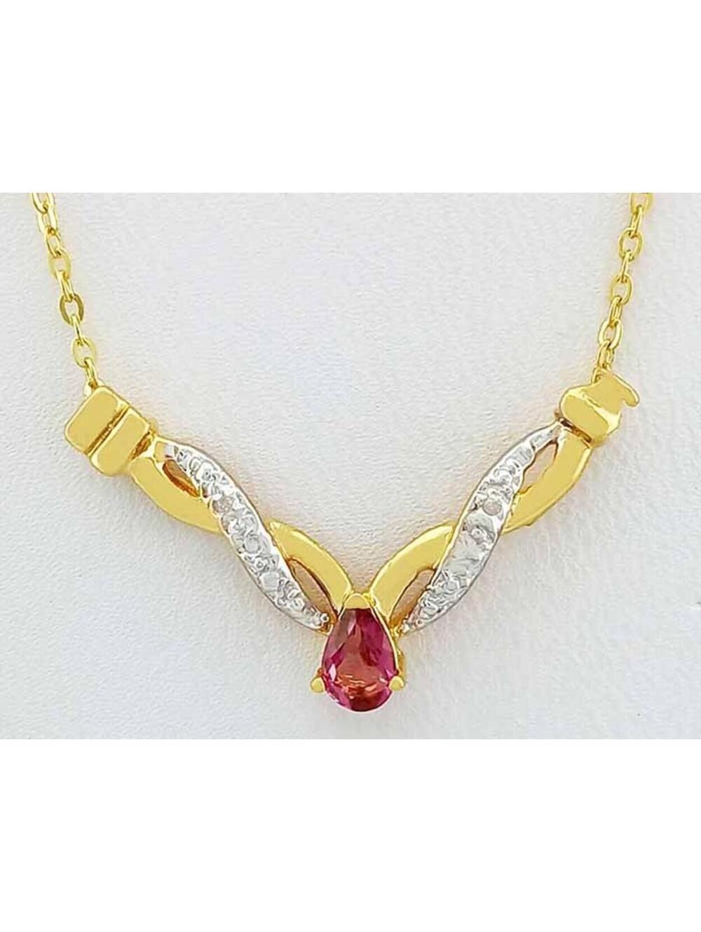 GENUINE 0.65 Cts PINK SAPPHIRE & DIAMOND PENDANT 10K GOLD -Free Certificate